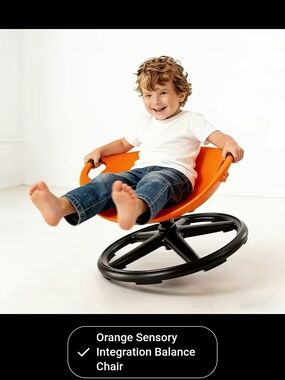 Orange Sensory Balance Chair for Kids - Ergonomic Spinning Play Seat